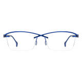 Blue Glasses Frames LE3001 - Stylish Half Rim Titanium Design