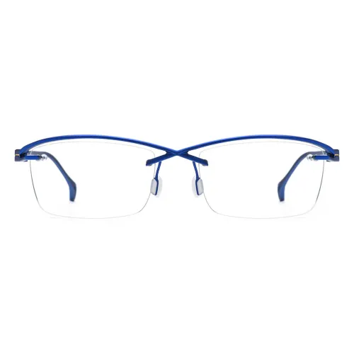 Blue Glasses Frames LE3001 - Stylish Half Rim Titanium Design