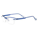 Olet Optical blue glasses frames LE3001, half rim titanium design with adjustable nose pads and hypoallergenic IP plating

