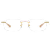 Rimless Natural Horn Glasses LH3080 with Spring Hinges - White Arms