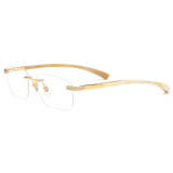 Rimless Natural Horn Glasses LH3080 with Spring Hinges - White Arms