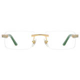 Rimless Natural Horn Glasses LH3086 with Spring Hinges - Black Arms
