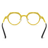 Geometric Glasses Frames LE3023 - White & Yellow Titanium Design with Adjustable Nose Pads