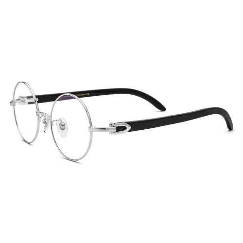 Round Natural Horn Glasses LH3090 with Spring Hinges - Black