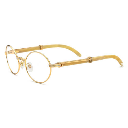 Oval Natural Horn Glasses LH3094 with Spring Hinges - White