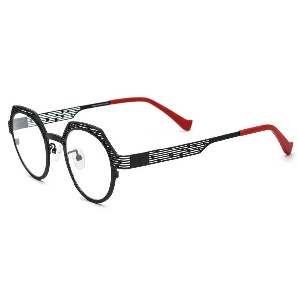 Black Frame Glasses for Men and Women - Geometric Design with Adjustable Nose Pads