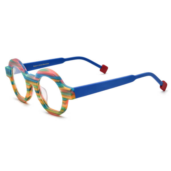 Blue Glasses – LE3025 Frosted Blue: Vibrant and Durable Round Frames