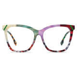 Colored Glasses Frames LE3022 - Frosted Green & Purple Acetate Square Glasses
