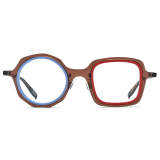 Brown Glasses with Unique Dual Shape - Premium Acetate Round and Square Eyewear LE3006 for Style and Comfort