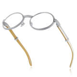 Oval Natural Horn & 925 Silver with Diamond Glasses LH3078 - White