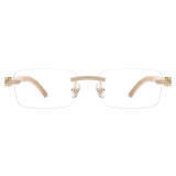 Rimless Natural Horn Glasses LH3091 with Spring Hinges - White