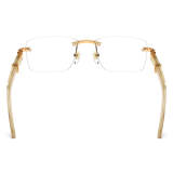 Rimless Natural Horn Glasses LH3092 with Spring Hinges - White