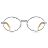 Oval Natural Horn & 925 Silver with Diamond Glasses LH3078 - White