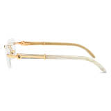 Rimless Natural Horn Glasses LH3092 with Spring Hinges - White