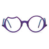 Purple and Blue Frosted Acetate Glasses LE3021 - Unique Round and Geometric Design