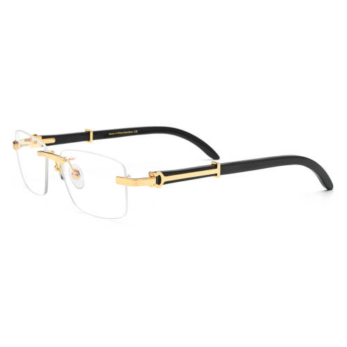 Rimless Natural Horn Glasses LH3092 with Spring Hinges - Black