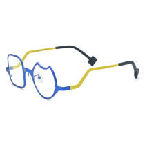 Blue Eyeglass Frames - Bold, Lightweight Titanium Geometric Glasses, LE3012