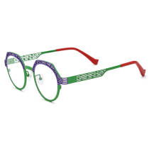 Geometric Titanium Glasses LE3023 - Purple & Green