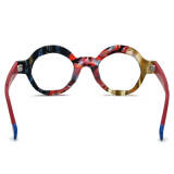 Red Round Acetate Glasses – LE3025: Frosted Design with Vibrant Colors