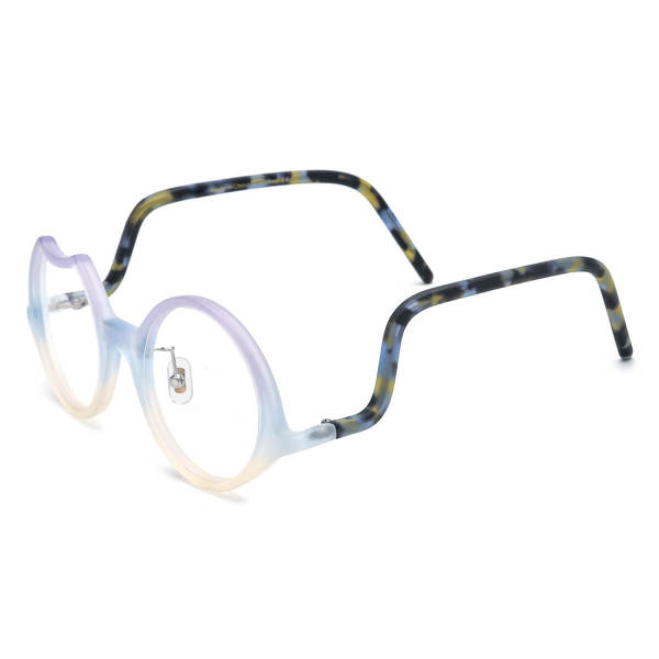 Large Prescription Frosted Light Blue Acetate Glasses LE3021 - Unique Round and Geometric Design