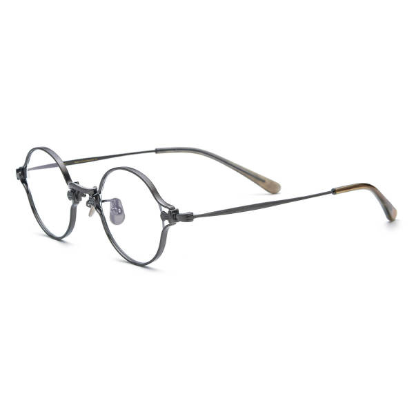 Gunmetal Glasses Frames - Lightweight Titanium Round Glasses with Hypoallergenic Coating, LE3020