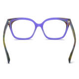Purple Eyeglass Frames - LE3027 Frosted Purple Acetate Square Glasses with Colorful Temples