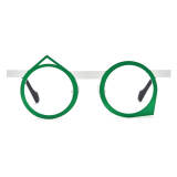 Cool Glasses - Stylish Green & White Titanium Round Glasses with Unique Triangular Accents, LE3015