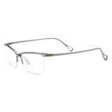 Large Frame Eyeglasses with IP Plating - Premium Silver Titanium Browline Glasses LE3004 for Comfort and Style