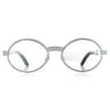 Oval Natural Horn & 925 Silver with Diamond Glasses LH3078 - Black