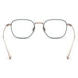 Green Eyeglasses with Gold Accents - Lightweight, Hypoallergenic Titanium Square Glasses, LE3011