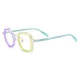 Olet Optical Clear Square Circle Glasses LE3006 - High-Quality Acetate Glasses with Anti-Allergy Features and Unique Round and Square Frames

