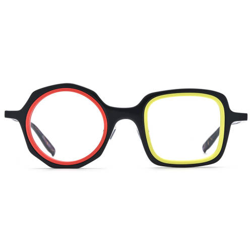 Cool Glasses Black with Anti-Allergy Acetate - Unique Round and Square Frame LE3006 for Stylish Comfort