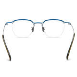 Blue Frame Glasses - Lightweight Blue & Silver Titanium Half Rim Glasses, LE3016