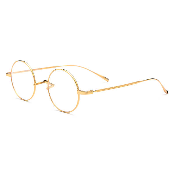 Large Round Eyeglasses in Gold - Lightweight, Hypoallergenic Titanium Glasses, LE3013
