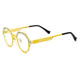 Olet Optical White & Yellow Glasses LE3023 - Geometric Titanium Frames, Adjustable Nose Pads, Hollow Design

