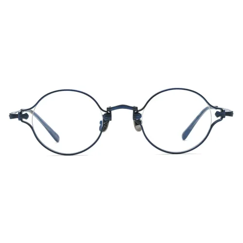 Large Round Glasses - Blue Titanium Eyewear with Hypoallergenic Coating, LE3020