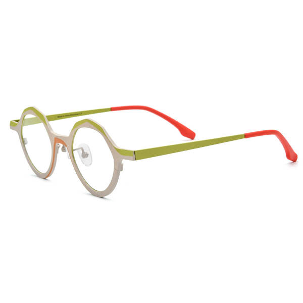 Large Frame Prescription Glasses - White Geometric Titanium Glasses LE3031