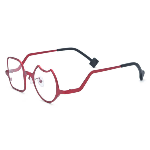 Red Glasses - Bold, Lightweight Titanium Geometric Glasses with Dual Frames, LE3012
