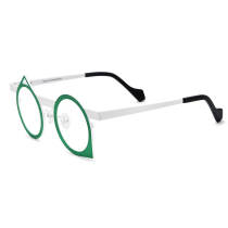 Round Titanium Glasses LE3015 - Green & White