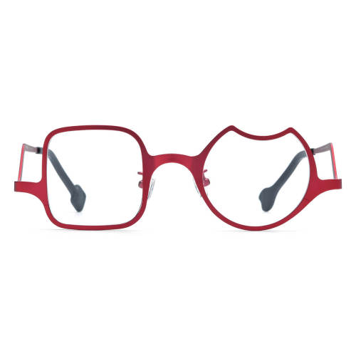 Red Glasses - Bold, Lightweight Titanium Geometric Glasses with Dual Frames, LE3012