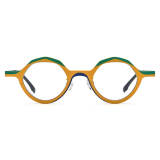 Yellow Glasses - Large Frame Geometric Titanium Glasses LE3031
