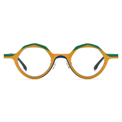 Yellow Glasses - Large Frame Geometric Titanium Glasses LE3031