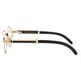 Oval Natural Horn Glasses LH3094 with Spring Hinges - Black