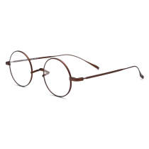 Brown Round Glasses - Lightweight, Hypoallergenic Titanium Eyewear, LE3013