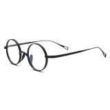 Olet Optical LE3019 Black round glasses, lightweight titanium glasses with hypoallergenic IP plating and integrated nose pads, minimalistic design.




