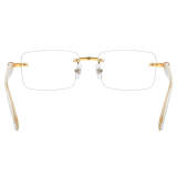 Rimless Natural Horn Glasses LH3096 with Spring Hinges - White