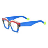 Olet Optical LE3008 Blue acetate glasses, lightweight and hypoallergenic, featuring a durable, non-painted design with a colorful and unique frame.

