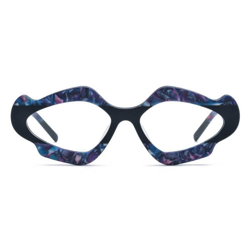 Cat Eye Glasses Frames - Frosted Blue Acetate, Hypoallergenic and Durable