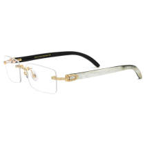 Rimless Natural Horn Glasses LH3091 with Spring Hinges - Black & White Rimless Natural Horn Glasses LH3091 with Spring Hinges - Black & White