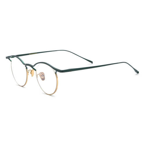 Round Titanium Glasses LE3029 - Golden Green